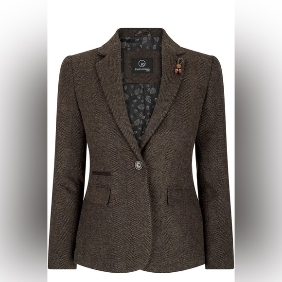 Tru Clothing Blazer Tweed Herringbone Wool Classic  Vintage 1920s Style - Picture 1 of 10